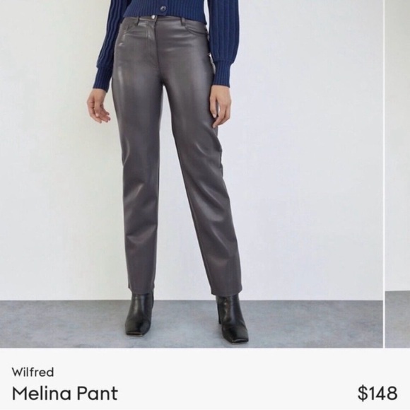 Aritzia Wilfred Melina Gray Vegan Leather Pants Womens size 14 EUC - Picture 3 of 10